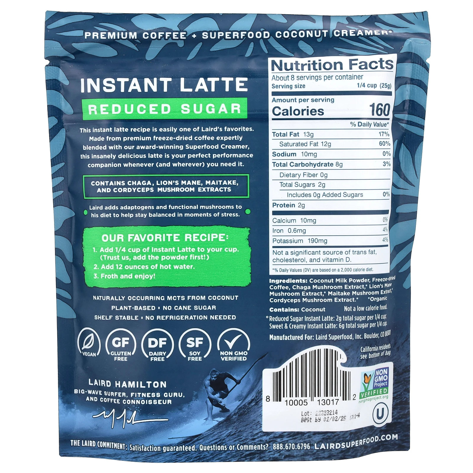 Instant Latte, Coffee + Creamer + Adaptogens, Reduced Sugar, 8 oz (227 g)
