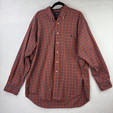 Ralph Lauren Mens Sz XXL Plaid Long Sleeve Button Up Red Big Shirt 100 Cotton