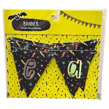 1 Trick or Treat Garland Banner Halloween Party Decor Black