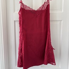 Lipsy Red Satin And Lace Night dress babydoll camisole size 10