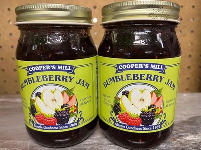 LOT of 2 Coopers Mill 1 lb. 3 oz. Bumbleberry Jams Olde Time & All Natural