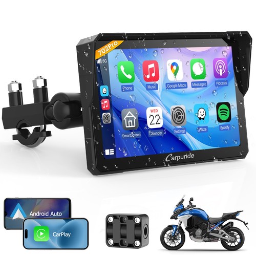 W702PRO für Motorrad CarPlay & Android Auto & Dual Bluetooth - 7" Wasserdicht...