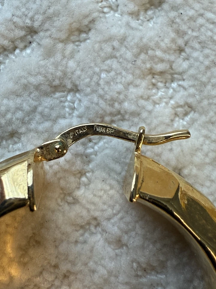 18k GP Italy Vintage Hoop Earrings - Image 4 of 4