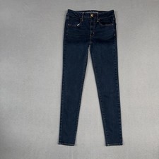 American Eagle Jeans Womens 6 Long Blue Jegging Distressed Denim Cotton Blend