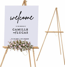 Wood Adjustable Display Easel 10x25in Sturdy A-Frame Non-Slip Feet Smooth Finish