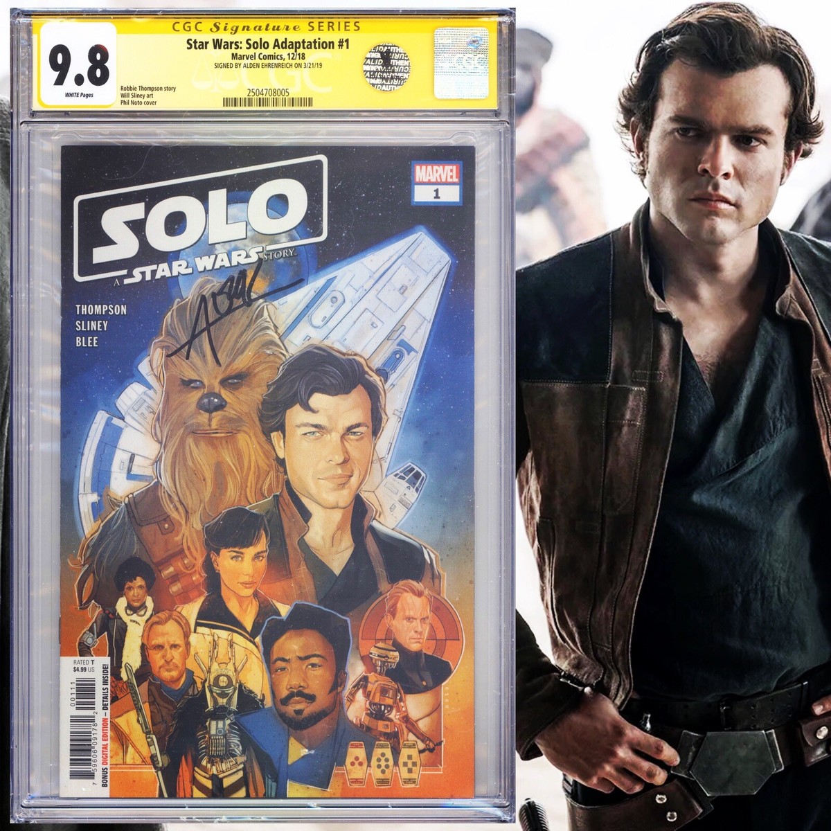 CGC 9.8 SS Star Wars Solo Adaptation #1 signed by Alden Ehrenreich