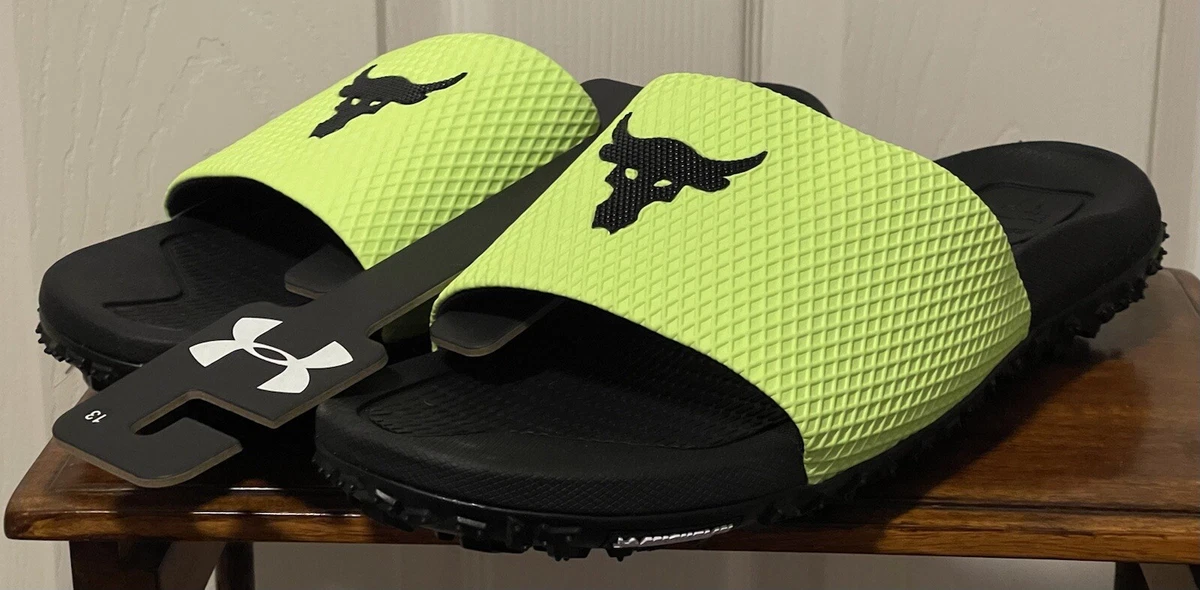 Under Armour Project Rock Slides Black Green Men s Size 13 3025237