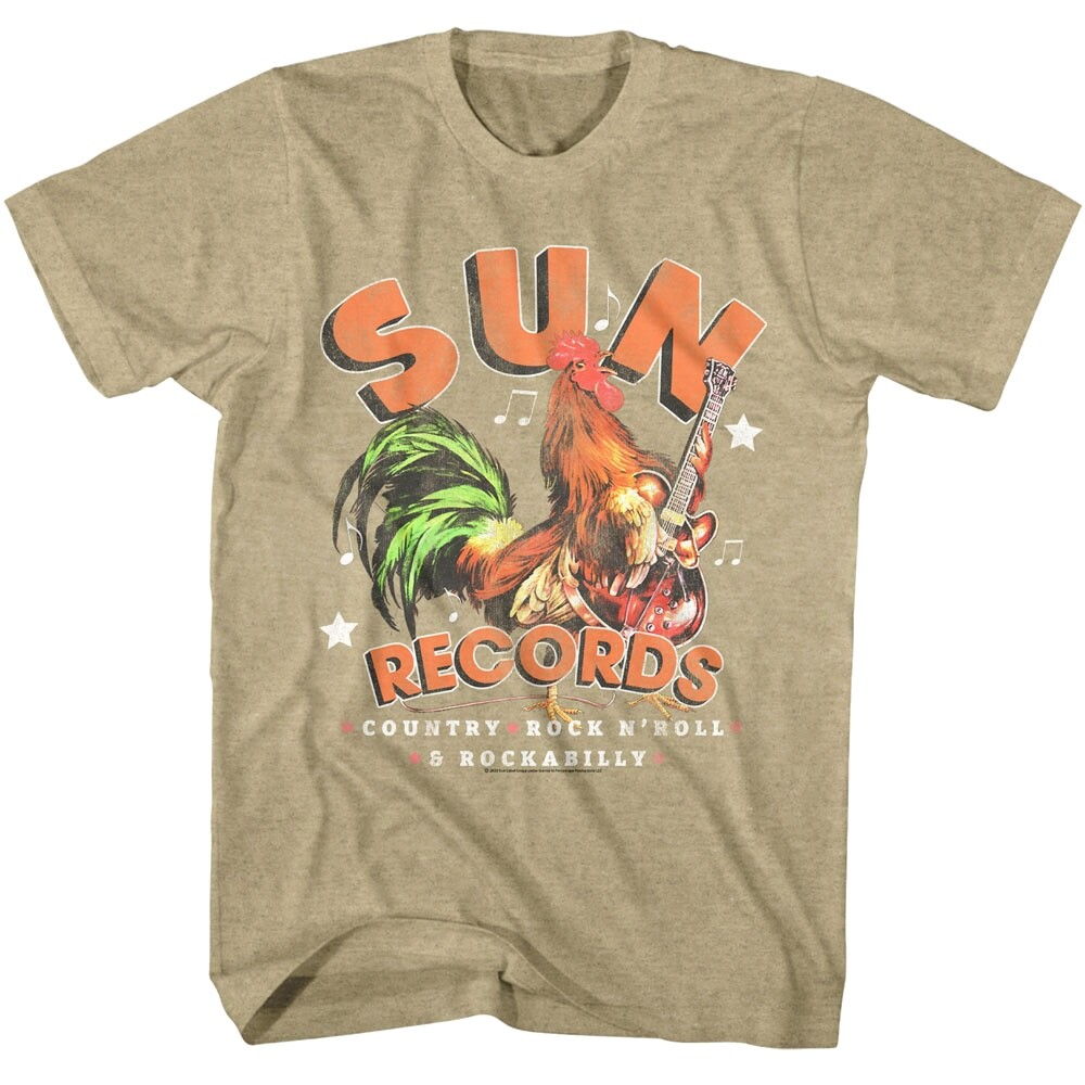 Sun Records Rooster on Guitar Men's T Shirt Chicken Rockabilly