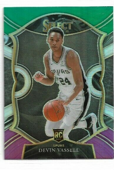 2020-21 Panini Select Devin Vassell Concourse Green White Purple Prizm RC