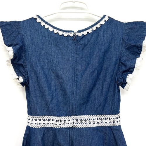Disney Beauty and the Best Girl Blue Denim Dress with Lace Zip Back Size XS - Picture 4 of 9