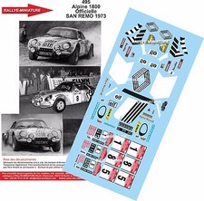 DECALS 1/24 REF 495 ALPINE RENAULT A110 NICOLAS RALLY SAN REMO 1973 RALLY WRC