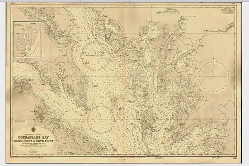 VINTAGE ADMIRALITÄTSTABELLE. Nr. 2846. CHESAPEAKE BAY. 1947 Ausgabe.