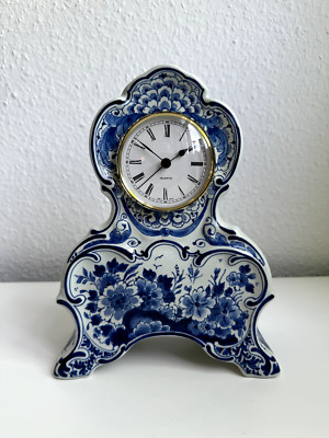 De Porceleyne Fles Kaminuhr Delfter Blau Holland Delft Tischuhr Uhr SELTEN