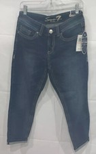 Women's Seven 7 Blue Mid Rise Ankle Skinny With Release Hem Denim Jeans Sz 10