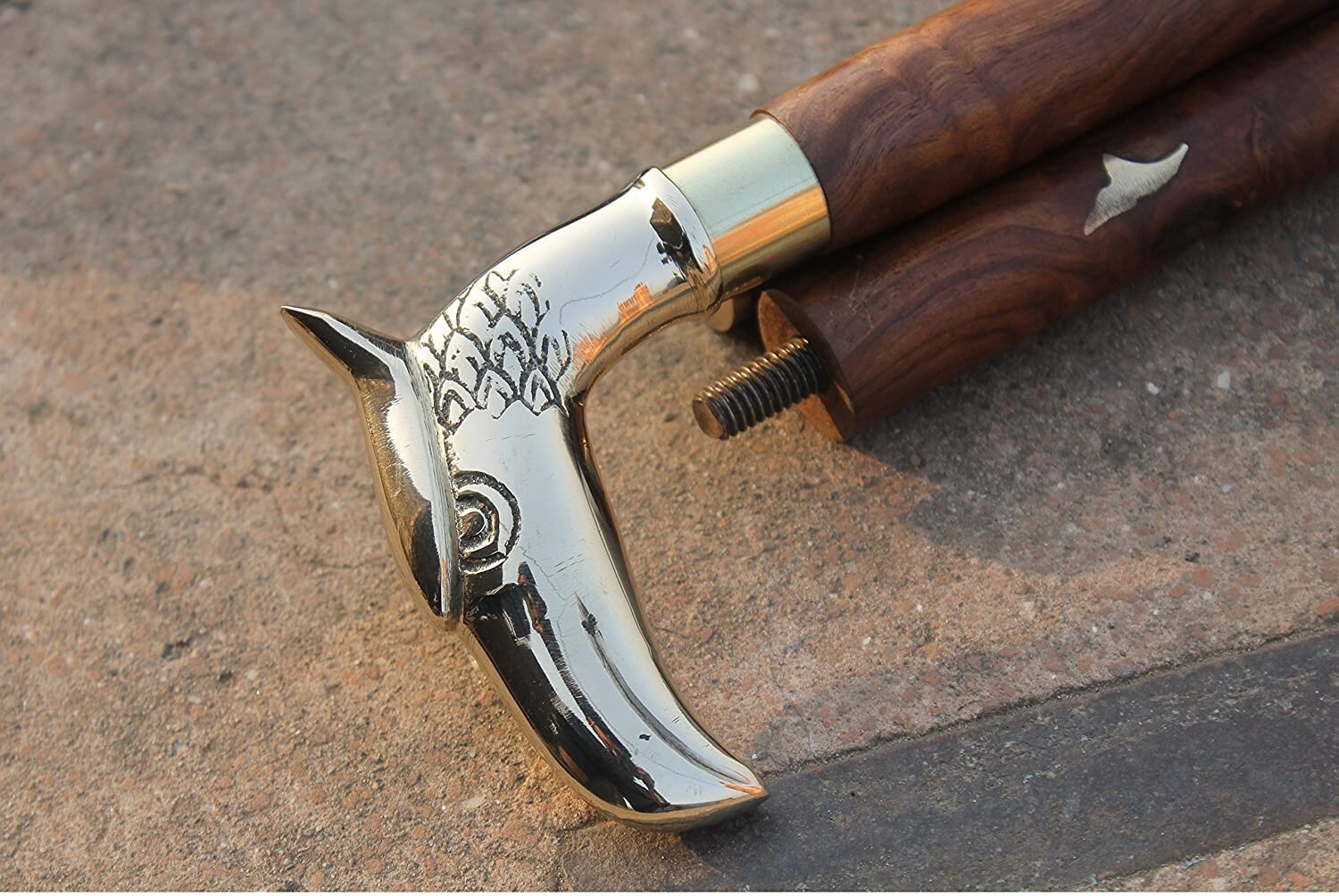 Vintage Solid Brass Eagle Head Handle Ladies Choi… - image 2