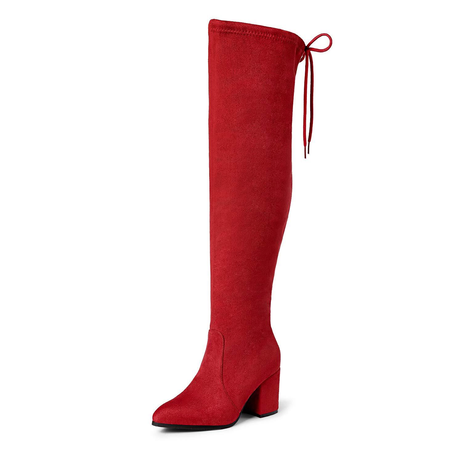 Women's Over The Knee Boots Thigh High Stretch Block High Heel Sexy Fall Boots