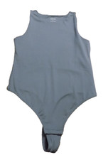 Alfani Intimates High Neck Thong Bodysuit Top S Gray Snap Gusset Closure NWOT