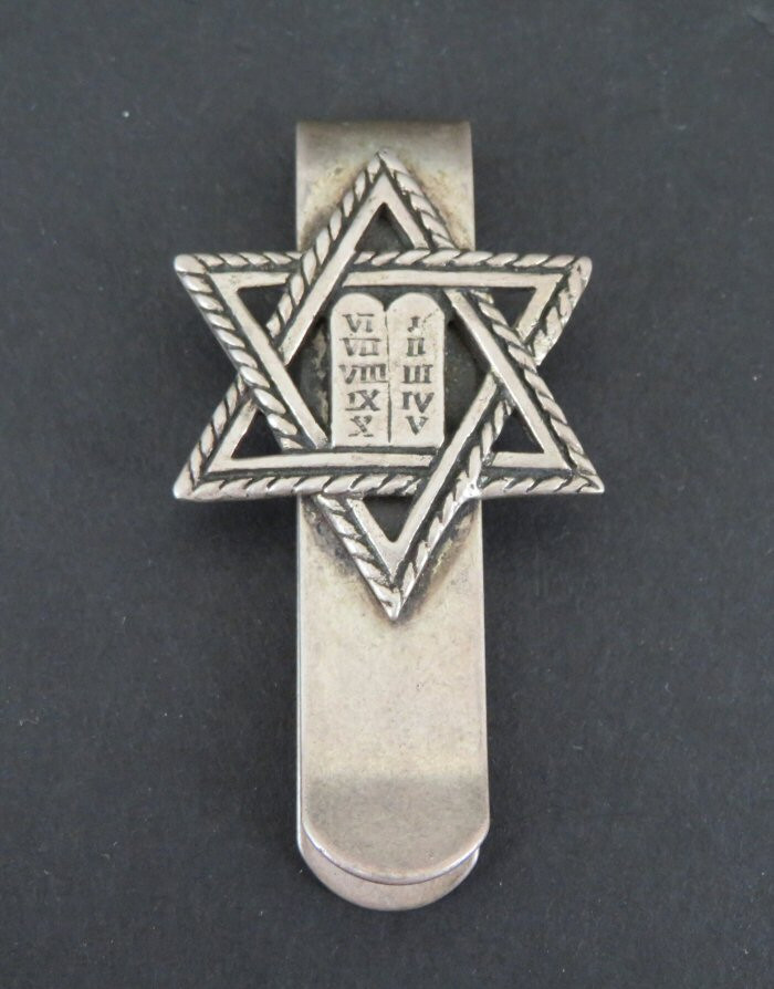 Sterling Silver Star of David Money Clip Judaica 925 Vintage-image