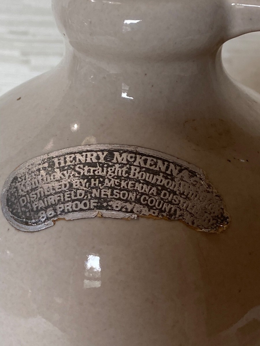 Empty Henry Mckenna ~ Hand Made Kentucky Whiskey 4/5 Qt Crock Jug