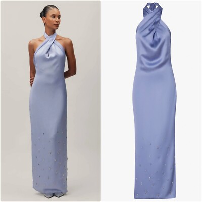 BAOBAB Maxi Dress Medium Lilac Blue Amorino Gown Embellished Goddess  Evening | eBay
