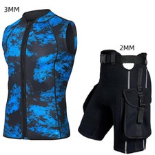 Men Wetsuit Sleeveless 3mm Zipper Vest Neoprene Short Pants Diving Surf Swimming