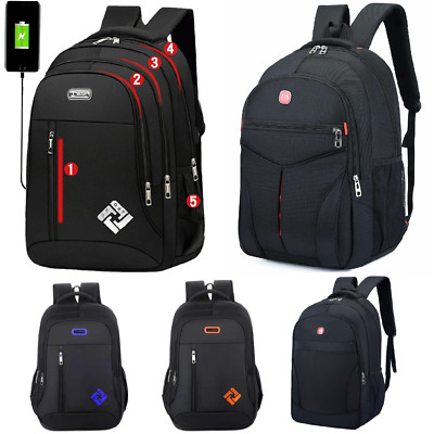 Men Water Resistant Large 18'' Laptop Backpack USB Travel School Business Bag