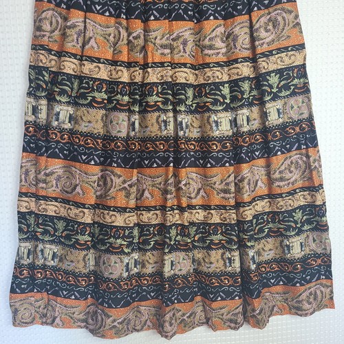 NWT Worthington Womens Sz 18 Colorful Multi-Pattern Pleated A-Line Skirt Button - Picture 10 of 16