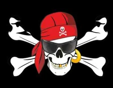 PIRATE FLAG SUN GLASSES EYE PATCH JOLLY ROGER SKULL AND CROSS BONES 3'X5' FEET