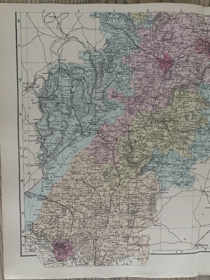 1886 South Worcestershire & Gloucestershire Hand Coloured Map by G.W. Bacon - Image 2 of 3
