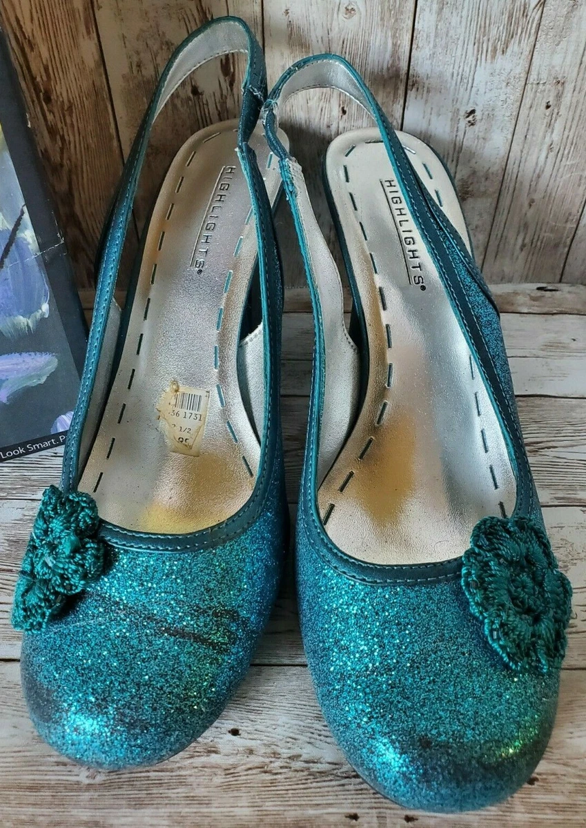 Teal wedding top shoes low heel