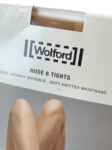 Wolford Nude 8 Tights Pantyhose Caramel sz XS ultra Sheer Sandal Toe - Picture 3 of 6