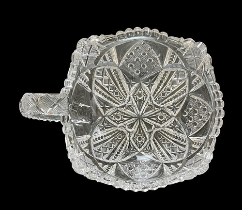 EAPG Antique Glass Square Sawtooth Edge 6” Bon Bon w/ Handle Bowl Dish Nappy - Picture 3 of 7