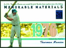 2002 Topps Tribute Memorable Materials Season THURMAN MUNSON Bat Rare SP #76/76