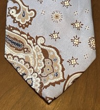 Paul Fredrick Hand made Blue Brown Imported Silk Men  s Neck Tie Made In China