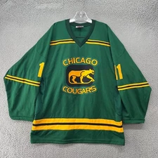 Vintage Chicago Cougars Jersey Mens Large Hockey Retro K1 SPORTSWEAR  90s Green