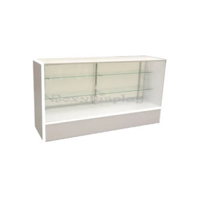AMERICAN DRESS FORMS White Wood Full Vision 70 Inch Display Showcase with Adjustable Shelves