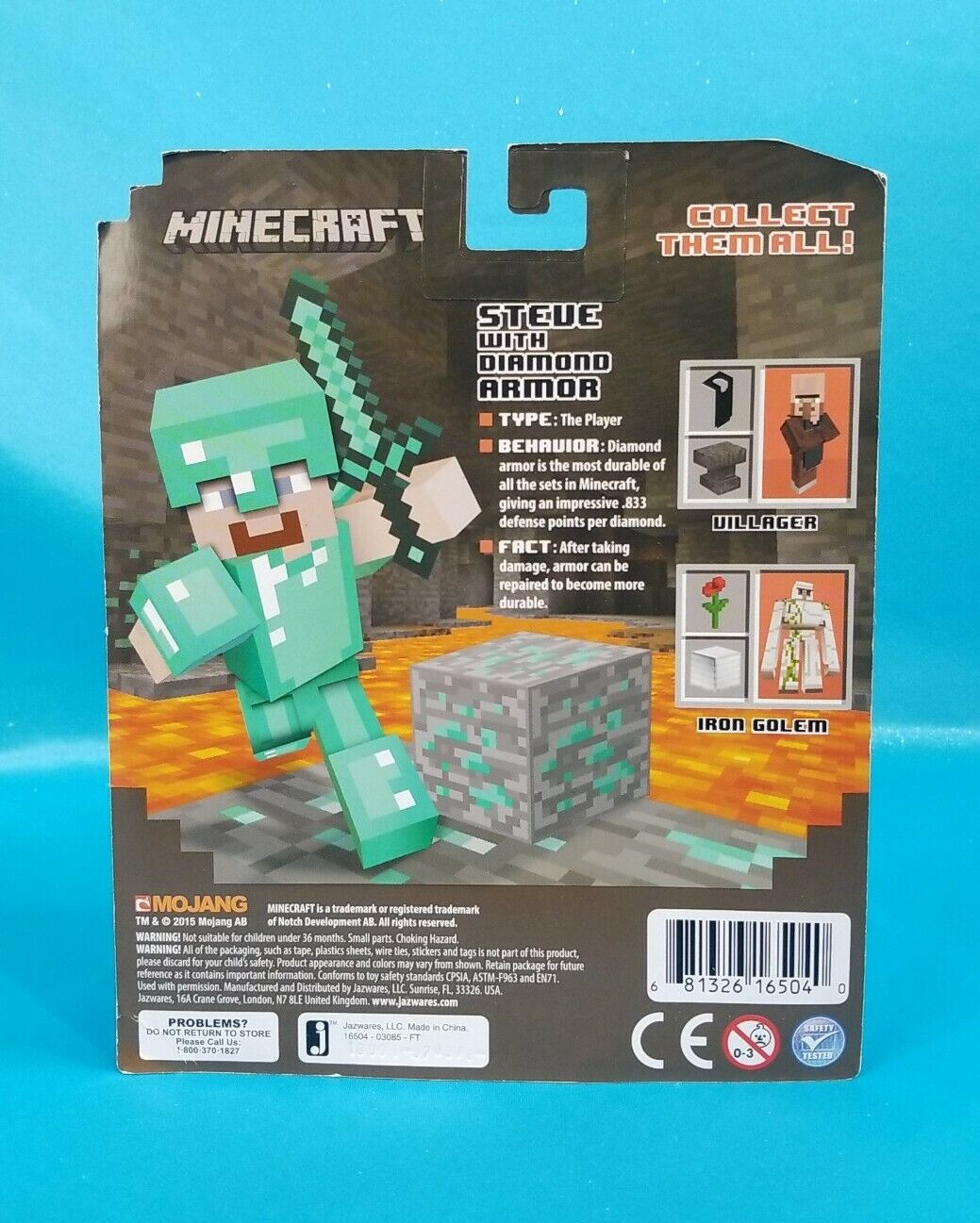 Minecraft Diamond Steve Papercraft Single Piece Jazwares - ToyWiz