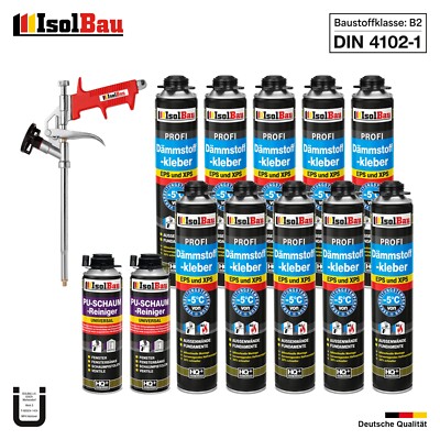 Dämmstoffkleber EPS XPS Klebeschaum 10 x 750ml + 2 x PU-Reiniger + Schaumpistole