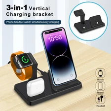 3in1 Fast Charging Stand Bracket For Apple AirPod iWatch iPhone 14 12 13 Pro 11