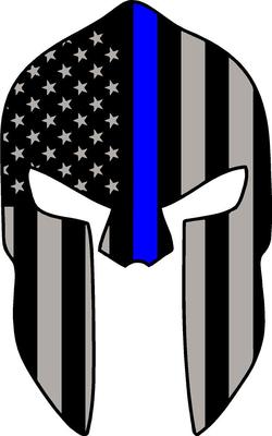 2x Spartan Helmet Police American Flag Thin Blue Line Decal Sticker Truck Window - Foto 4