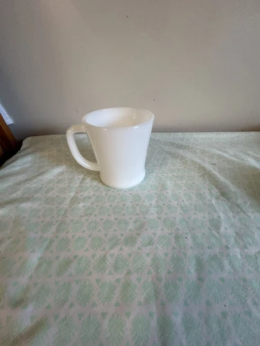 Vintage Fire King Ivory White D-Handle Coffee Mug Oven Ware Anchor Hocking Mug