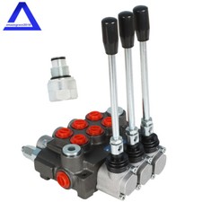 3 Spool Hydraulic Directional Control Valve BSPP Interface 13GPM+Conversion Plug