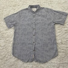 Weatherproof Vintage Button Shirt Men L Gray Zebra Striped Topographical Cotton