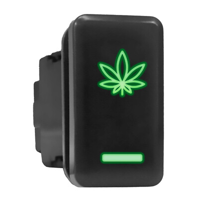 WEED Green LED Backlit Switch Tall Push Button 1.54''x 0.83'' (Fit: Toyota)