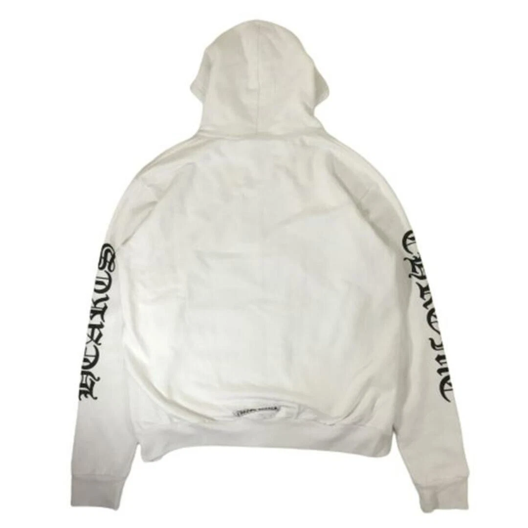 Felpa con cappuccio e zip Chrome Hearts Plus Cross stampa all over bianca