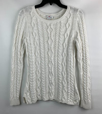 Vineyard Vines Sweater White Cable Knit Pullover Round Neck Long Sleeves Size S