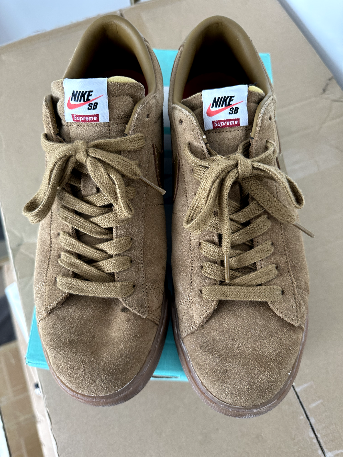 SUPREME X NIKE SB BLAZER LOW GT 'GOLDEN BEIGE' US 10.5 OG ALL 716890 229