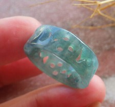 Video Certified Icy Blue Water A JADE Jadeite Heart RING USA. 8.25    688992