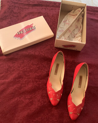 Westies Vintage Women's Sz 7 Ventura Red Spice Pointed Toe Heels W Original Box