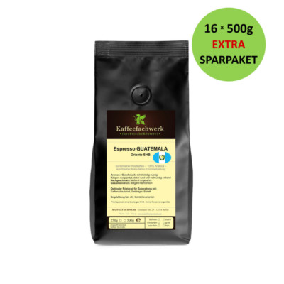 Espresso Guatemala 16x500g   Das frische Extra-Sparpaket vom Kaffeefachwerk
